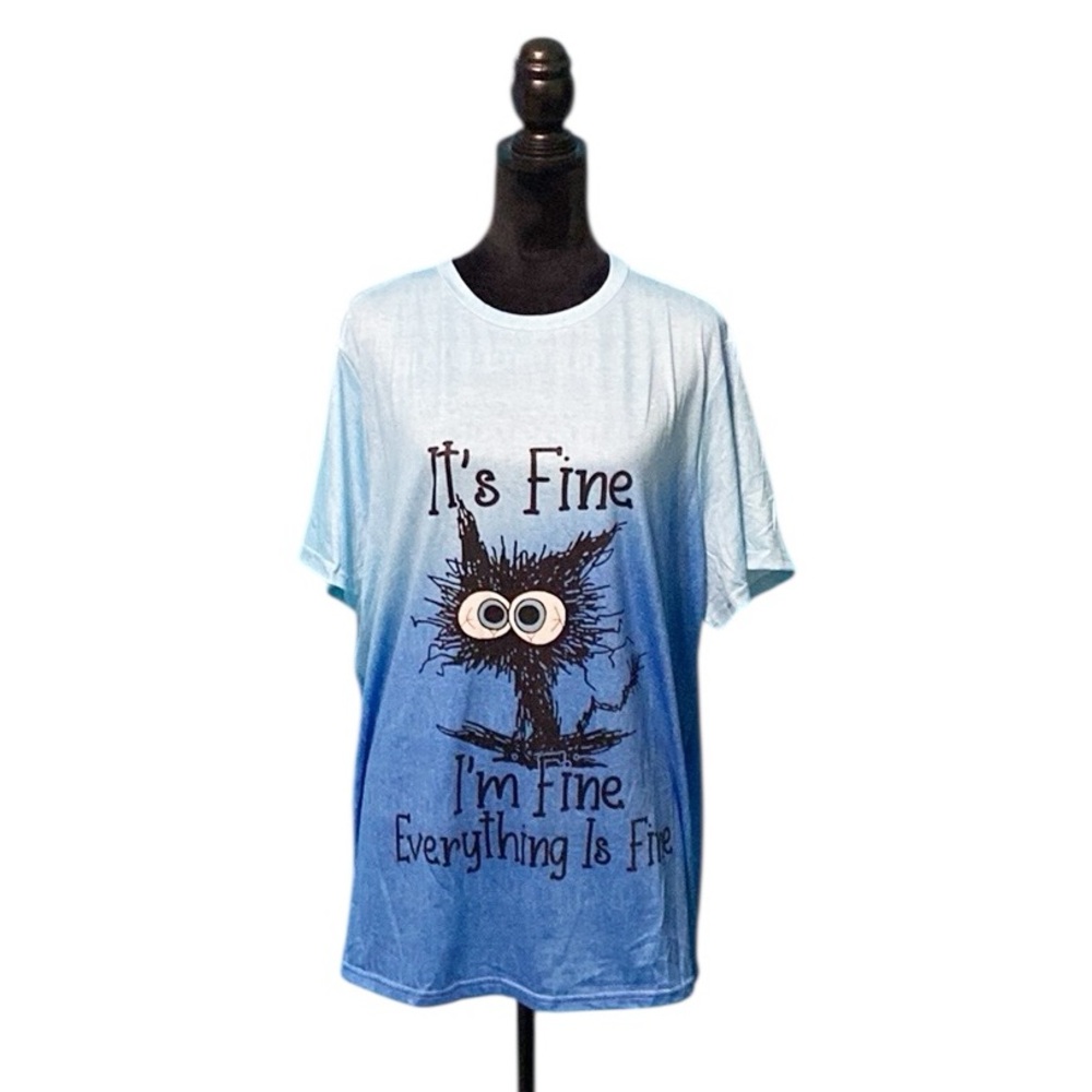 Shein Short Sleeve Cartoon Cat Graphic Tee - Size 3XL